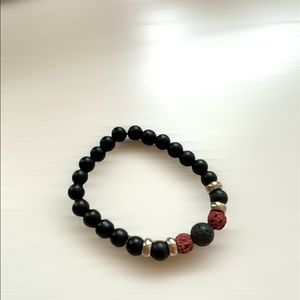 Black Beads and Lava Stone Bracelet